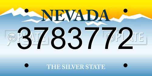 3783772 Nevada License Plate