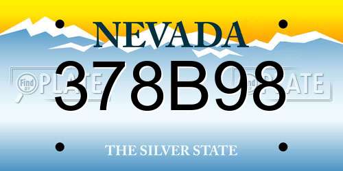 378B98 Nevada License Plate