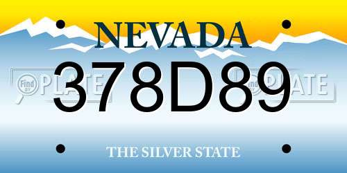 378D89 Nevada License Plate