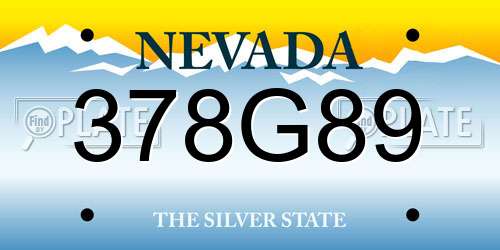 378G89 Nevada License Plate