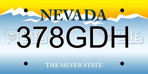 378GDH Nevada License Plate