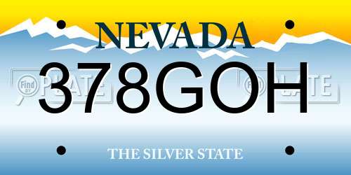 378GOH Nevada License Plate