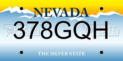 378GQH Nevada License Plate