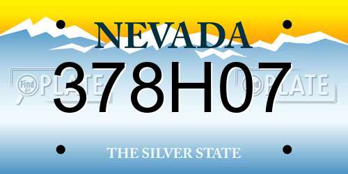 378H07 Nevada License Plate