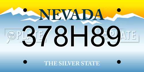 378H89 Nevada License Plate