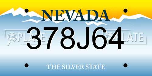 378J64 Nevada License Plate