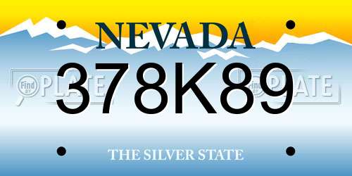 378K89 Nevada License Plate