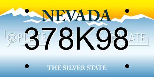 378K98 Nevada License Plate