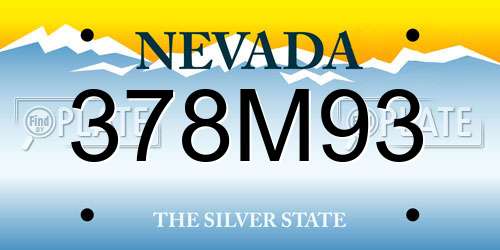 378M93 Nevada License Plate