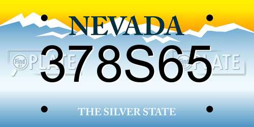 378S65 Nevada License Plate