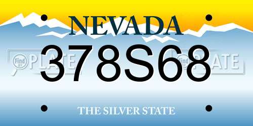 378S68 Nevada License Plate