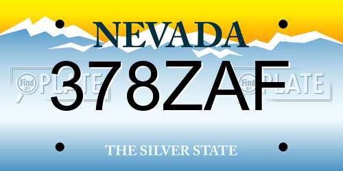 378ZAF Nevada License Plate