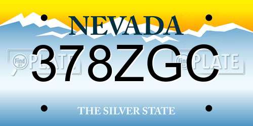 378ZGC Nevada License Plate
