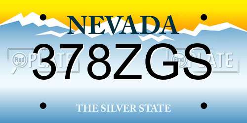378ZGS Nevada License Plate