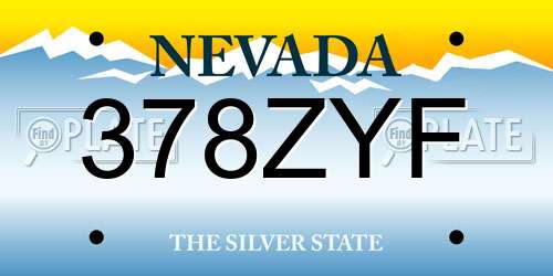 378ZYF Nevada License Plate