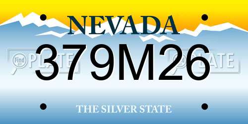 379M26 Nevada License Plate
