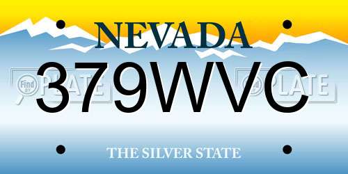 379WVC Nevada License Plate