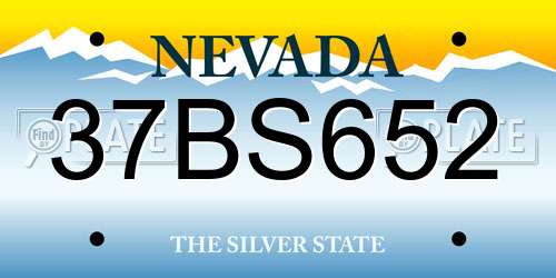 37BS652 Nevada License Plate