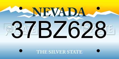 37BZ628 Nevada License Plate