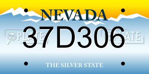 37D306 Nevada License Plate