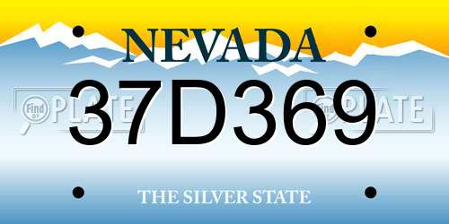 37D369 Nevada License Plate