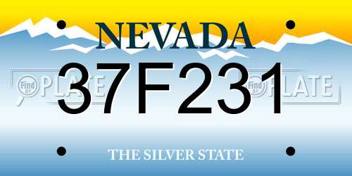 37F231 Nevada License Plate