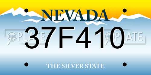 37F410 Nevada License Plate
