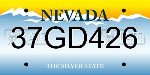 37GD426 Nevada License Plate