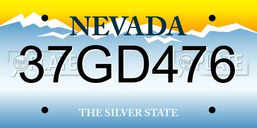 37GD476 Nevada License Plate