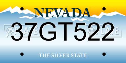 37GT522 Nevada License Plate