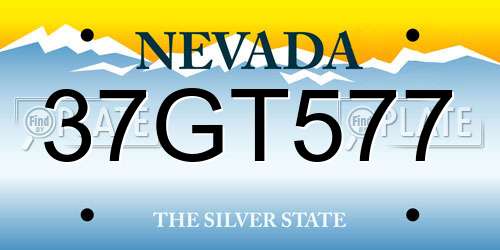 37GT577 Nevada License Plate