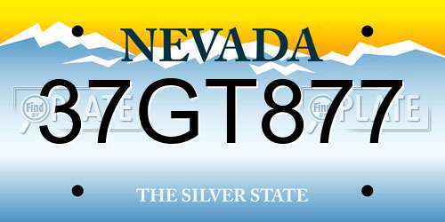 37GT877 Nevada License Plate