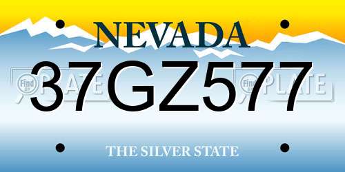 37GZ577 Nevada License Plate