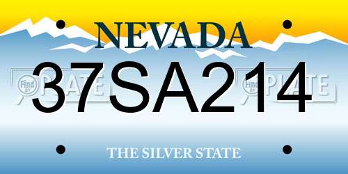 37SA214 Nevada License Plate