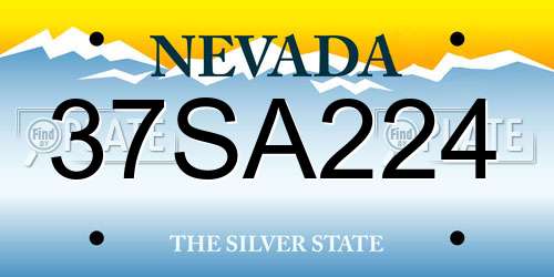 37SA224 Nevada License Plate