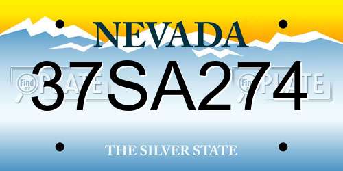 37SA274 Nevada License Plate