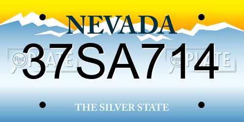 37SA714 Nevada License Plate