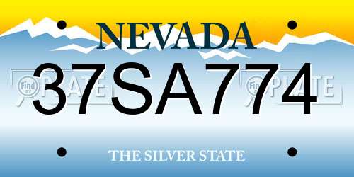 37SA774 Nevada License Plate