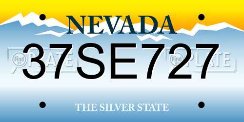 37SE727 Nevada License Plate