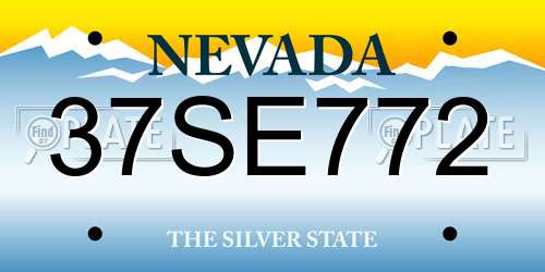 37SE772 Nevada License Plate