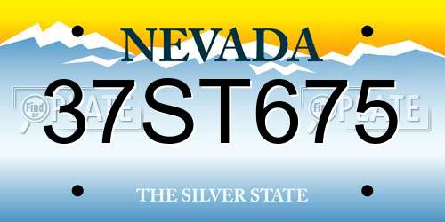 37ST675 Nevada License Plate