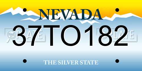 37TO182 Nevada License Plate
