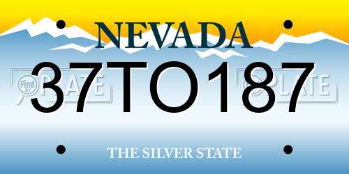37TO187 Nevada License Plate