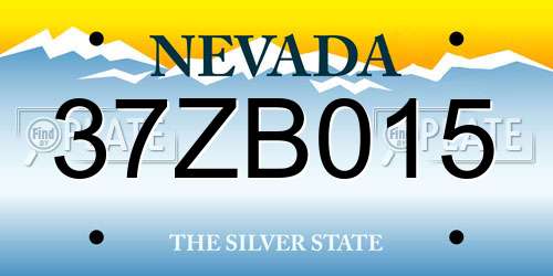 37ZB015 Nevada License Plate