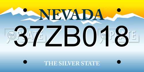 37ZB018 Nevada License Plate
