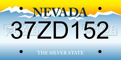 37ZD152 Nevada License Plate