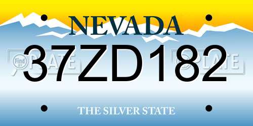 37ZD182 Nevada License Plate