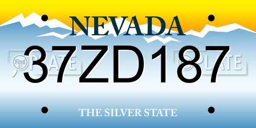 37ZD187 Nevada License Plate