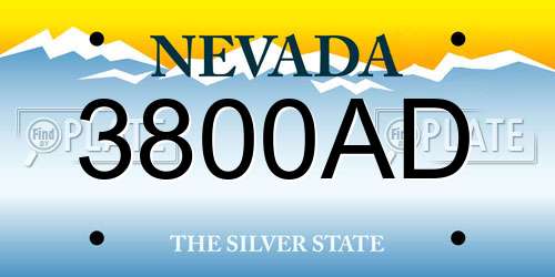 3800AD Nevada License Plate