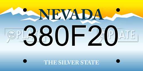 380F20 Nevada License Plate